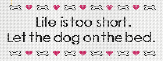 BW2152NBL BlueWaters NeedlepointbyLaura LifeisShortLetTheDogonTheBedSign 18mesh