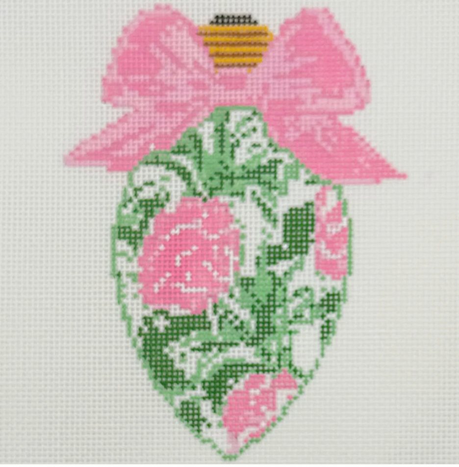 BW2160NBL BlueWaters NeedlepointbyLaura BowBulbwithRoses 18mesh