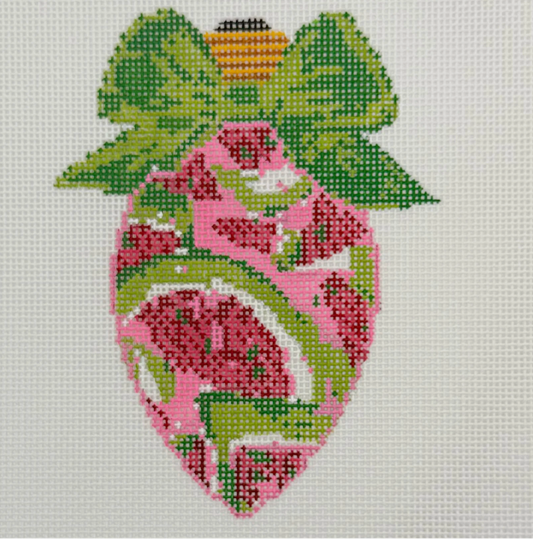 BW2163NBLBlueWaters NeedlepointbyLaura BowBulbwithWatermelons 18mesh