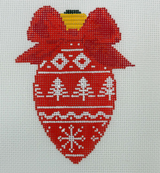 BW2268NBL BlueWaters NeedlepointbyLaura BowBulbPJRed 18 mesh