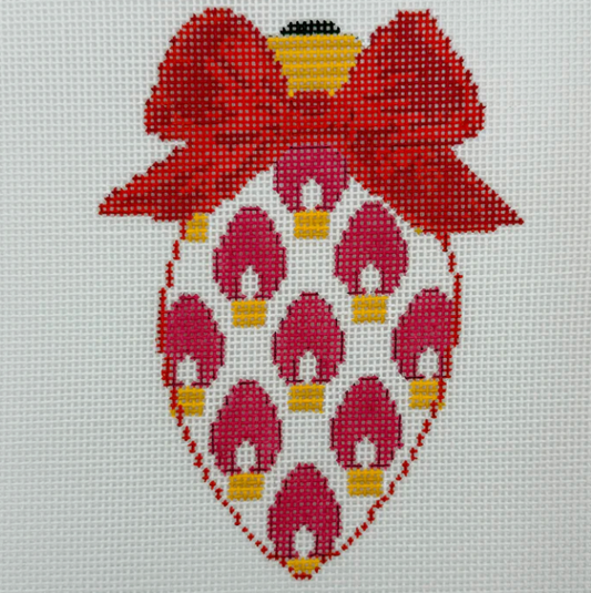 BW2269NBL BlueWaters NeedlepointbyLaura BowBulbRedBulbs 18 mesh