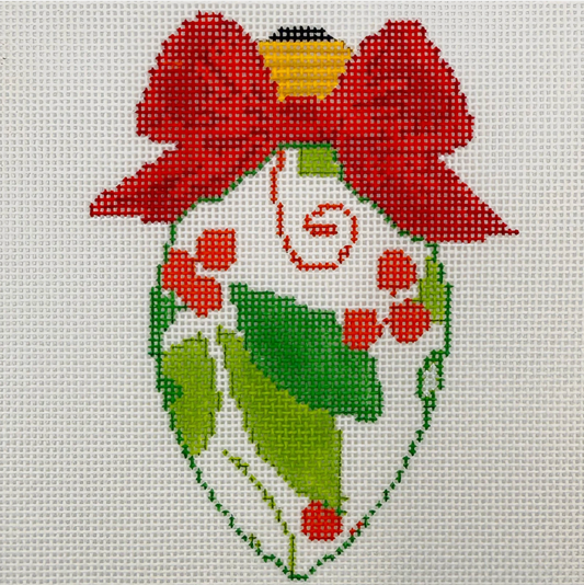 BW2279NBL BlueWaters NeedlepointbyLaura BowBulbHolly 18 mesh