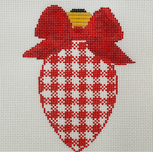 BW2281NBL BlueWaters NeedlepointbyLaura BowBulbRed Gingham 18 mesh