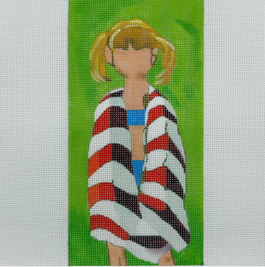 BW-470LL BlueWaterNeedlepoint LauraLoe GirlinStripeTowel 18mesh