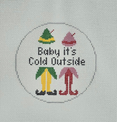 Needlepoint by Laura for Blue Waters Designs BW2039NBL Elf-Baby It's Cold Outside