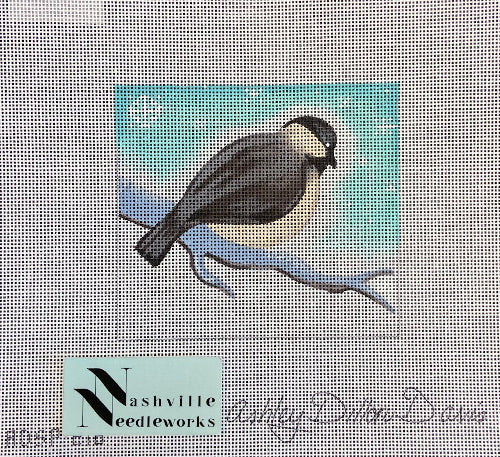 Victoria Whitson Needlepoint ADSP216 Chickadee Looking Down /Ashley Dillon Davis