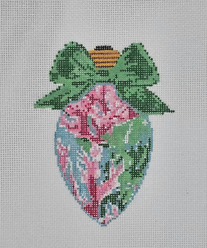 Needlepoint by Laura for Blue Waters Designs BW2168NBL Bow Bulb Coral