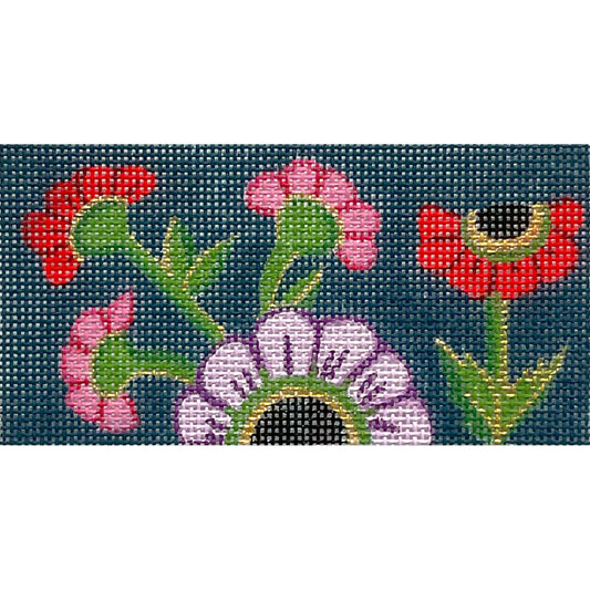 Tri Color Flowers on Navy (TS)