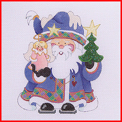 COSA-09 (TS) Squatty Santa - Blue with Angel and Tree
