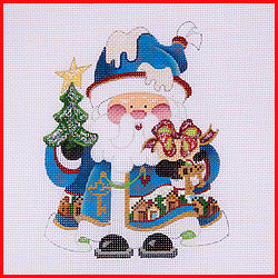 COSA-25 (TS) Squatty Santa in Blue w/tree