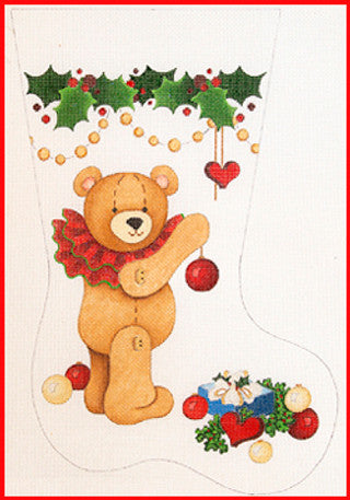 CS-1121 (TS) Bear Stocking, Red Ruffle Collar