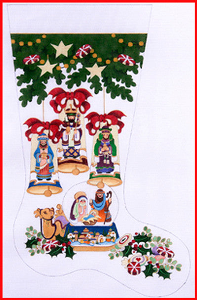 CS-128 (TS) - Stocking - Wisemen Snowglobe Nativity Ornaments