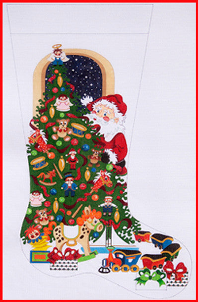 CS-286-18 (TS) Santa behind Tree with Toys for Boy