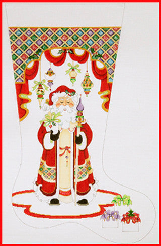 CS-384-18 (TS) Stocking with Santa and Diamond Topper