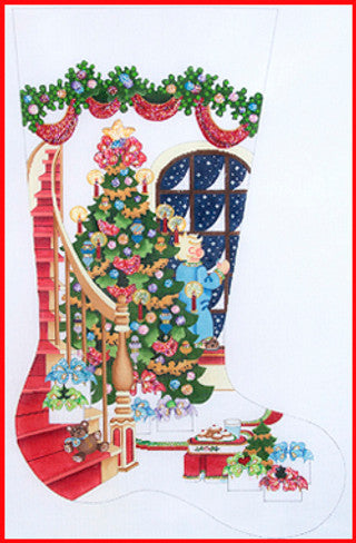 CS-389-13 (TS) Stocking with Boy at window (13 mesh)