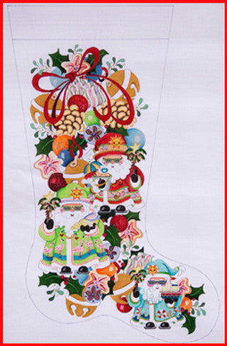 CS-462-18 (TS) Squatty Santas with Flamingo/shells Stocking