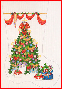 CS-1182 (TS) Stocking with Tree and Candles on the Tree