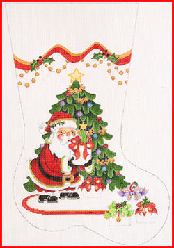 CS-1197 (TS) Santa with Tree and Presents Stocking