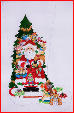 TS-CS-270-18 (TS) Stocking with Santa and tree full of toys