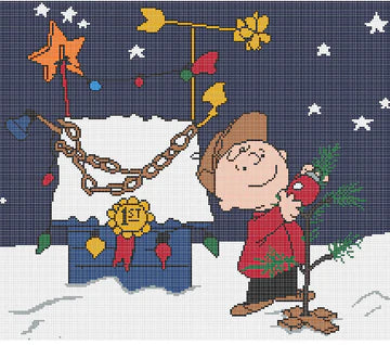 PEANUTS "A Charlie Brown Christmas" -Charlie Brown with Decorated Dog House Officially Needlepoint 
SKU: CBC6