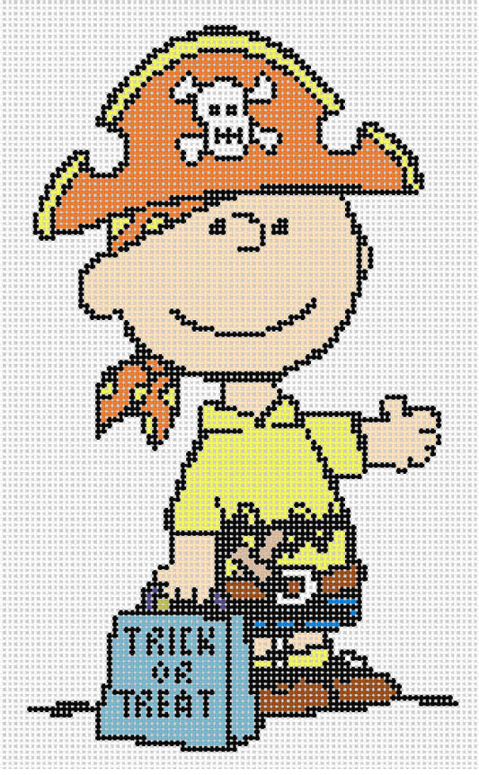 PEANUTS Halloween - Charlie Brown Pirate Costume Canvas Officially Needlepoint SKU: Hall11