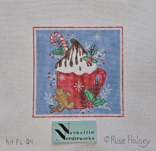 Kate Dickerson Needlepoint Collections RH-PL-04 Cocoa Mug Whipped Cream
