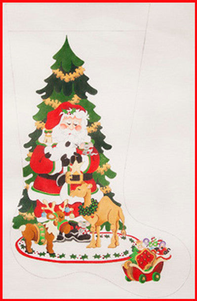 CS-334-18 (TS) Santa holding Lamb stocking