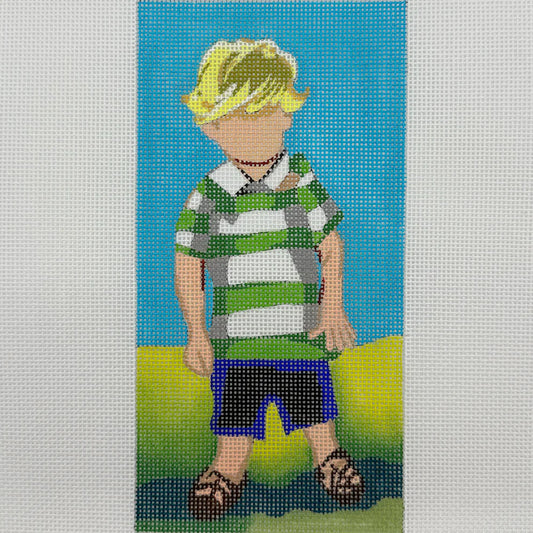 Blue Water Needlepoint  Laura Loe 
Little Boy in Green Stripe BW-471LL