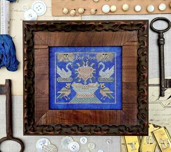 For You, Kathy Barrick chart with a vintage look  containing sans and birds and a urn