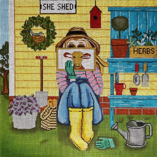 Gardening Stitching Girl