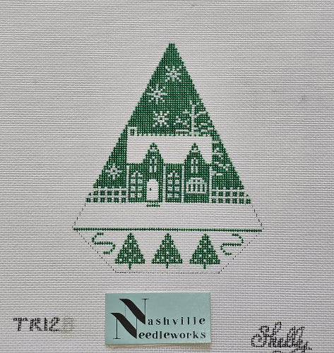 Shelly Tribbey Designs TR12 Green & White Christmas Triangle