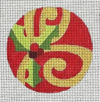 HO2692 (TS) -  RED SWIRL ROUND ORNAMENT