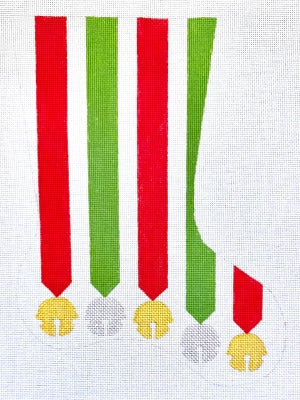 HO2787 (TS) -  RED/GREEN RIBBON BELL STOCKING