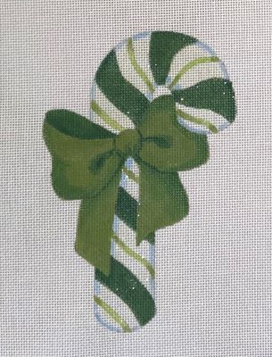 HO3099 (TS) -  GREEN CANDY CANE ORNAMENT