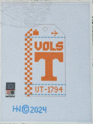 Hedgehog Needlepoint University of Tennessee Retro Tag UT-Tag