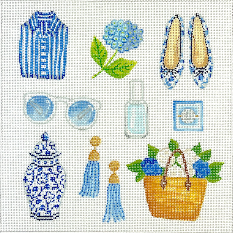 Kate Dickerson Needlepoint Collections JB-PL-06 Summer Favorite Things (Cool Blue)