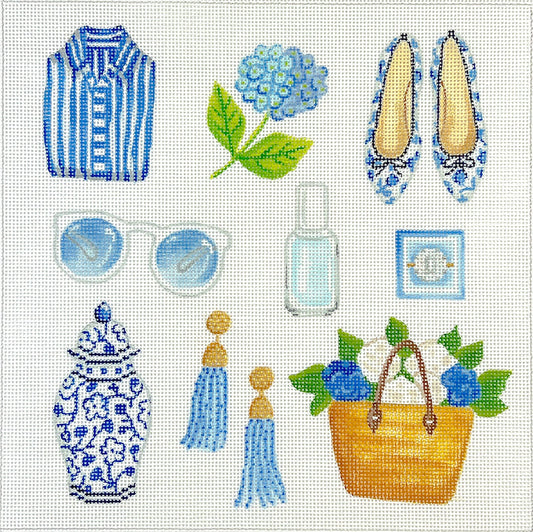 Kate Dickerson Needlepoint Collections JB-PL-06 Summer Favorite Things (Cool Blue)
