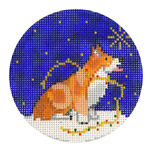 Bradley Needlepoint KB-1542 
Midnight Corgi Round