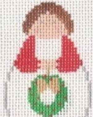 KCN Designs SI165-28 White and Red Angel with Wreath