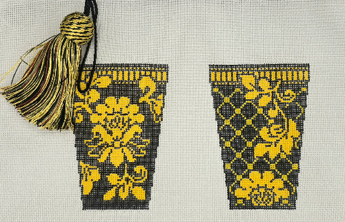 Chris Lewis Distributing Wg12687 
Karen's Damask Scissors Case/ Black and Yellow/ 2 Sided