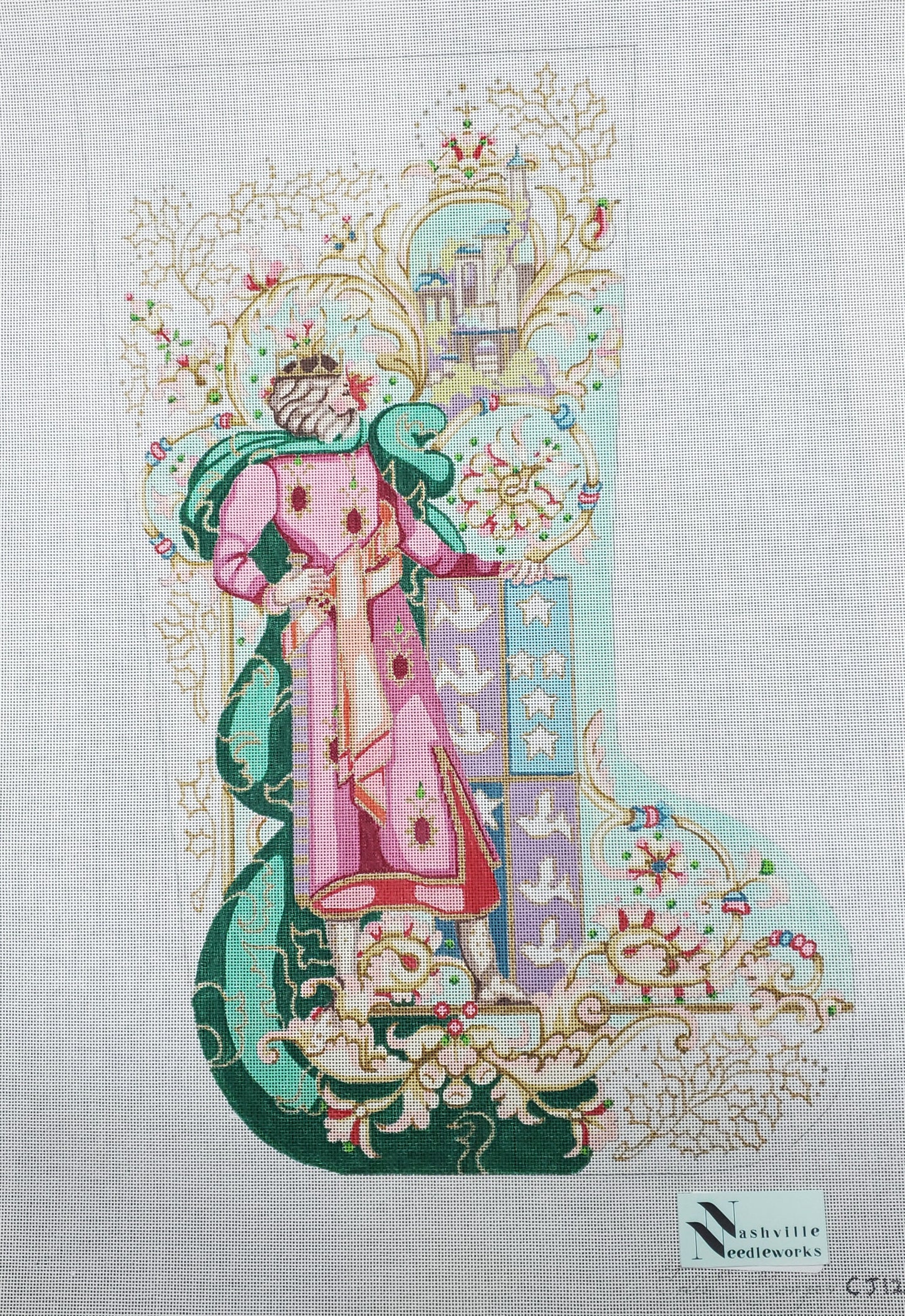 CBK Needlepoint Designs Edie and Ginger King Noel Stocking CJ126