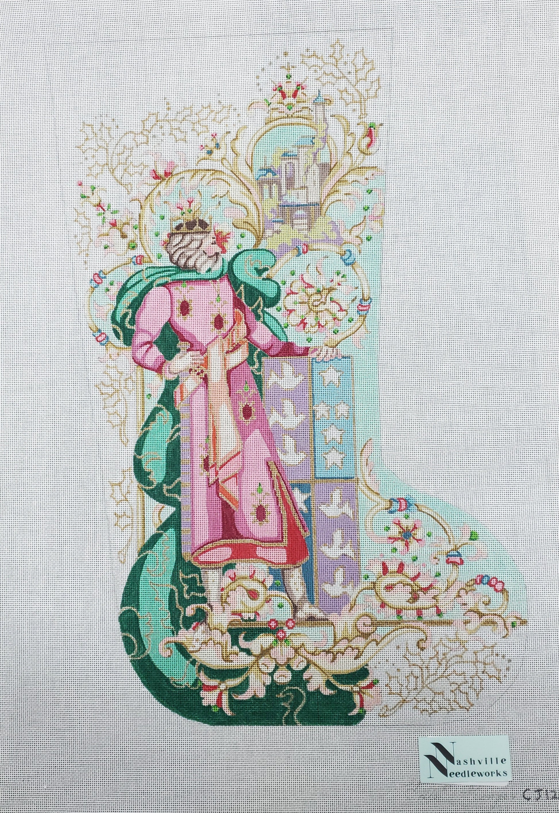 CBK Needlepoint Designs Edie and Ginger King Noel Stocking CJ126