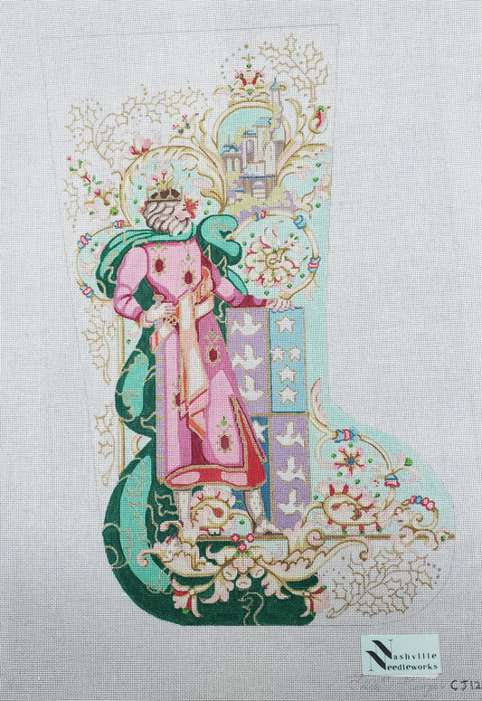 CBK Needlepoint Designs Edie and Ginger King Noel Stocking CJ126