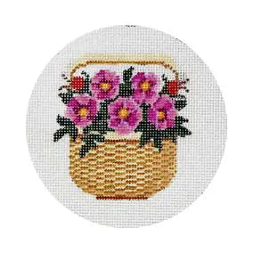 CBK Needlepoint Collections Melinda B Mcara Pink Pansy in Nantucket Basket Ornament MBM-XO88