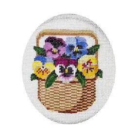 CBK Needlepoint Collections Melinda B Mcara Pansy in Nantucket Basket Ornament MBM-XO89