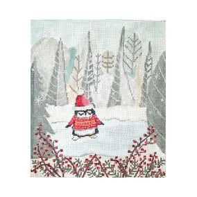CBK Needlepoint Collections Maya Lindberg ML-PL03 Penguin Skating on Ice Pond