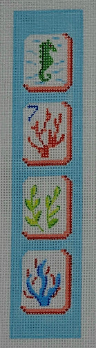 Kate Dickerson Needlepoint Collections KF-46 Key Fob-Mahjong Tiles-Coral Reef Theme
