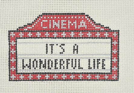 Needlepoint by Laura for Blue Water Designs BW2133NBL Marquee It's a Wonderful Life