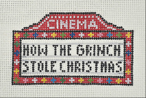 Needlepoint by Laura for Blue Water Designs BW2129NBL Marquee How the Grinch Stole Christmas