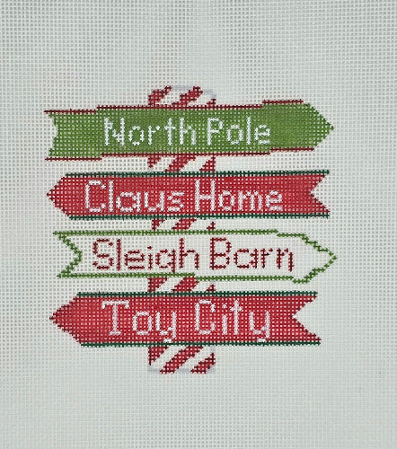Needlepoint by Laura for Blue Waters Designs BW2037NBL North Pole Sign